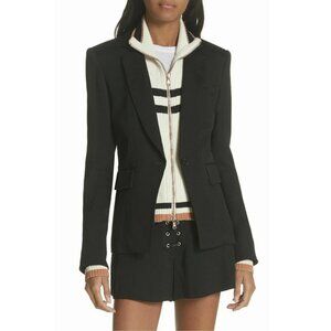 Veronica Beard Bentley Dickey Blazer Jacket Size 12 Lace-Up Corset Crepe Black